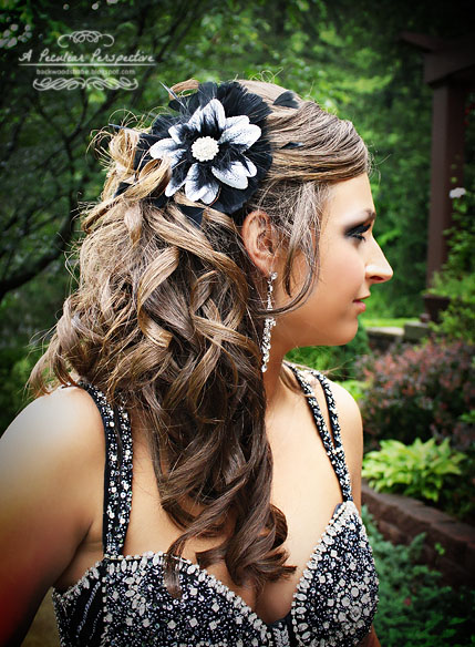 feather fascinator prom hair updo