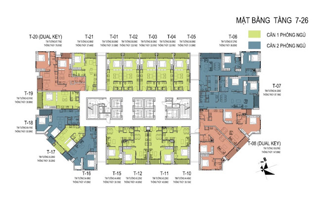 Mặt bằng tổng thể tầng 7 đến tầng 26 dự án chung cư D' El Dorado Phú Thượng Tây Hồ