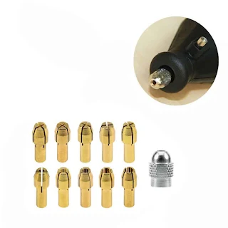 11pcs/set brass drill chucks collet bits 0.5-3.2mm 4.8mm shank screw nut rep mini electric grinder hown - store