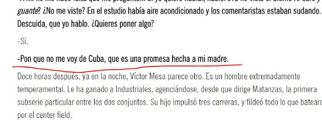 Web screen shot de la promesa de Víctor Mesa a su madre