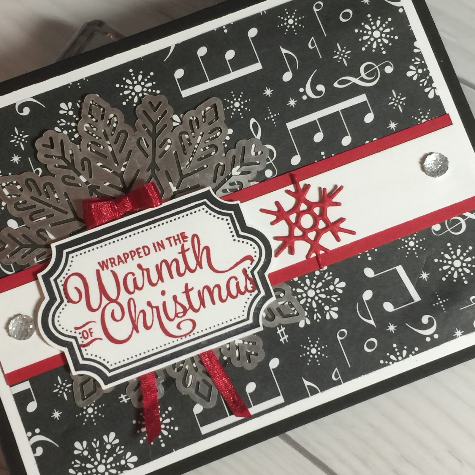 Stamped Sophisticates: Merry Music continues my Black & White Christmas Card Theme