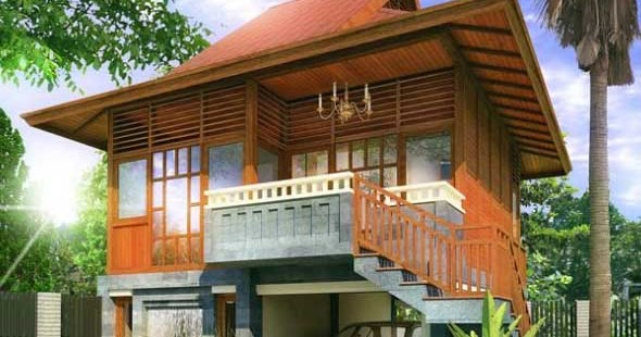 Desain Rumah  Tingkat  Kayu Sederhana