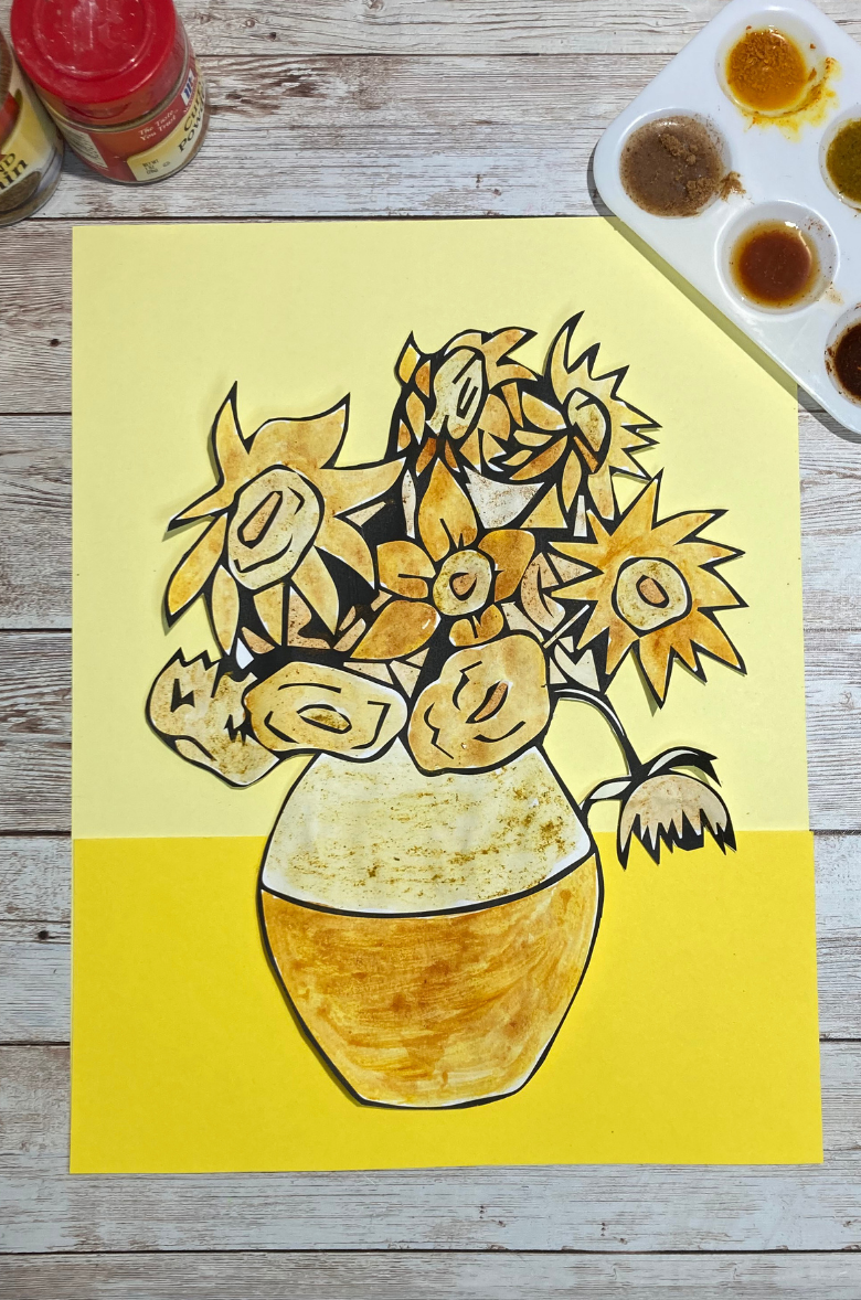 Van Gogh sunflower painting with spices