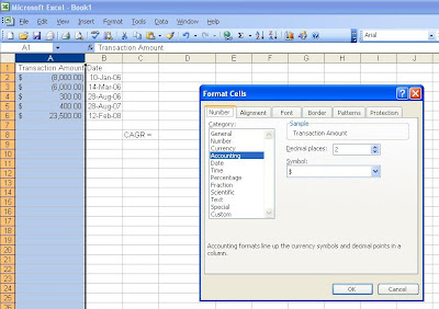 Excel formatting cells