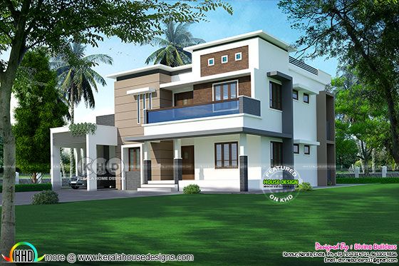 Flat roof house in an area of 2892 square feet