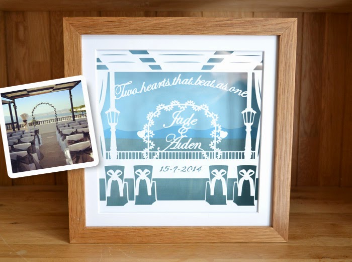 Wedding scene venue personalised papercuttings