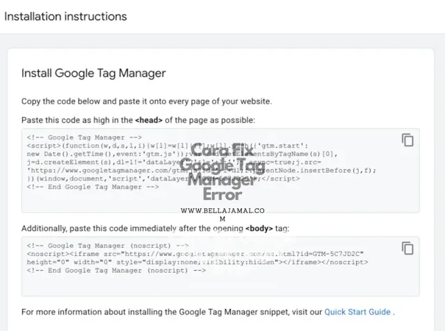 Google Tag Manager Installation Code