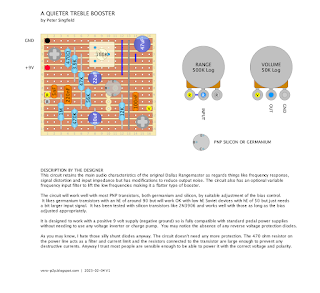 PETER SINGFIELD - A QUIETER TREBLE BOOSTER - GUITAR EFFECT VERO LAYOUT RANGEMASTER