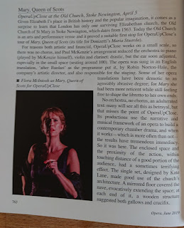 Review of OperaUpClose's Mary Queen of Scots in Opera Magazine