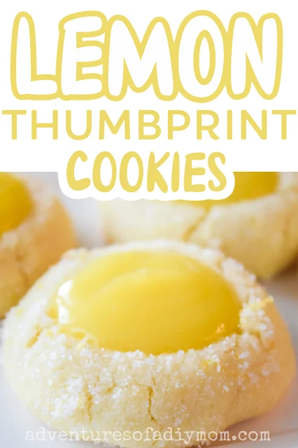 close up of a lemon curd cookie with text overlay.