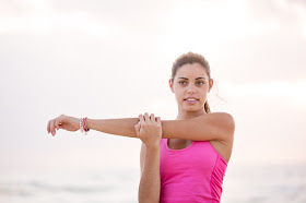 Young woman stretching, fitness, flexible challenge