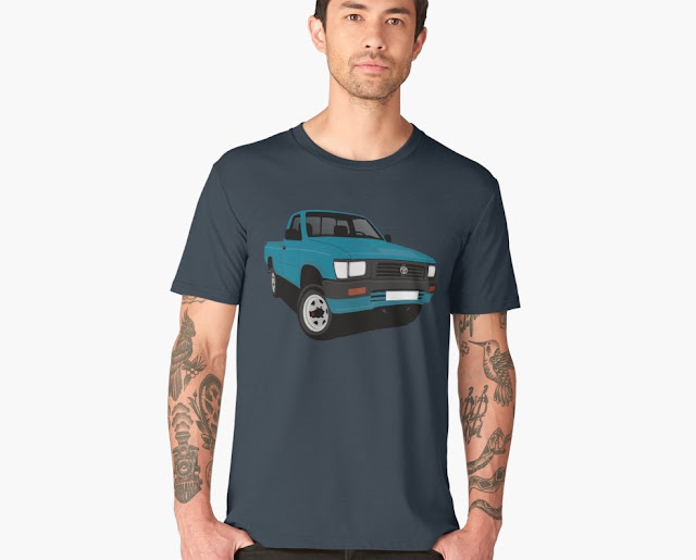 toyota hilux pickup petrol blue t-shirt