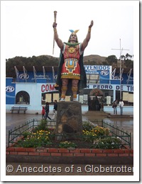 Welcomed by an indian statue in Tiquina