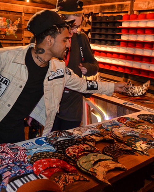 Vic Mensa at the New Era booth at Made In America festival in Philadelphia, Pa., on Saturday, August 5.