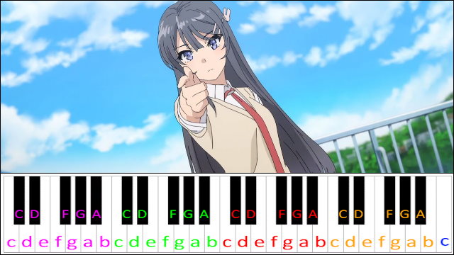 Kimi No Sei by The Peggies (Rascal Does Not Dream of Bunny Girl Senpai OP) Piano / Keyboard Easy Letter Notes for Beginners