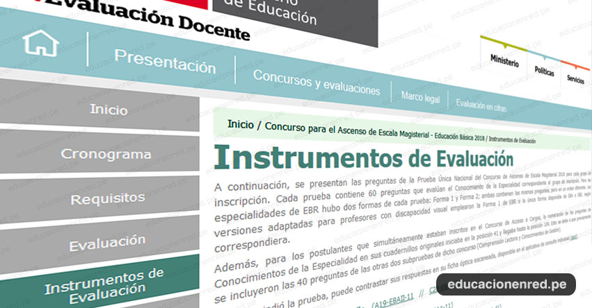 MINEDU: Instrumentos de Evaluación para el Ascenso de Escala Magisterial - Educación Básica 2018 (Prueba Única Nacional) www.minedu.gob.pe