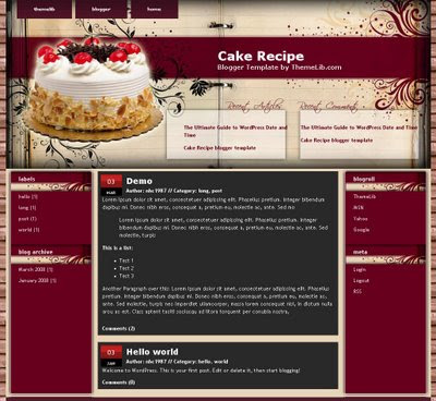 The Cake Recipe Blogger Template