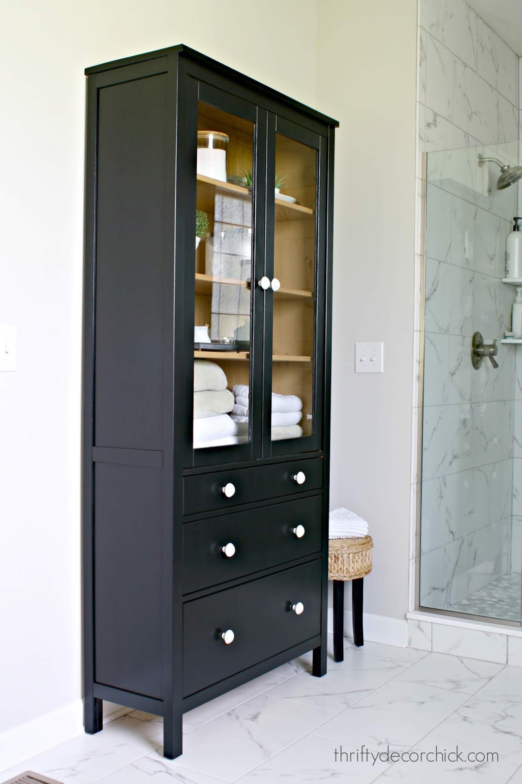 DIY black and wood IKEA hemnes cabinet