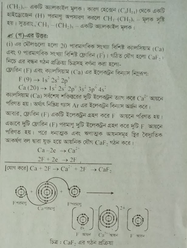 SSC রসায়ন ৫ম অধ্যায় রসায়নিক বন্ধন এর সৃজনশীল প্রশ্ন এবং উত্তর