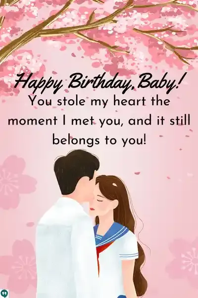 romantic happy birthday girlfriend wishes images with couple kissing