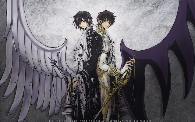   Code Geass Lelouch Suzaku sword handsome cute guys male wings anime hd wallpaper desktop pc background 0014.