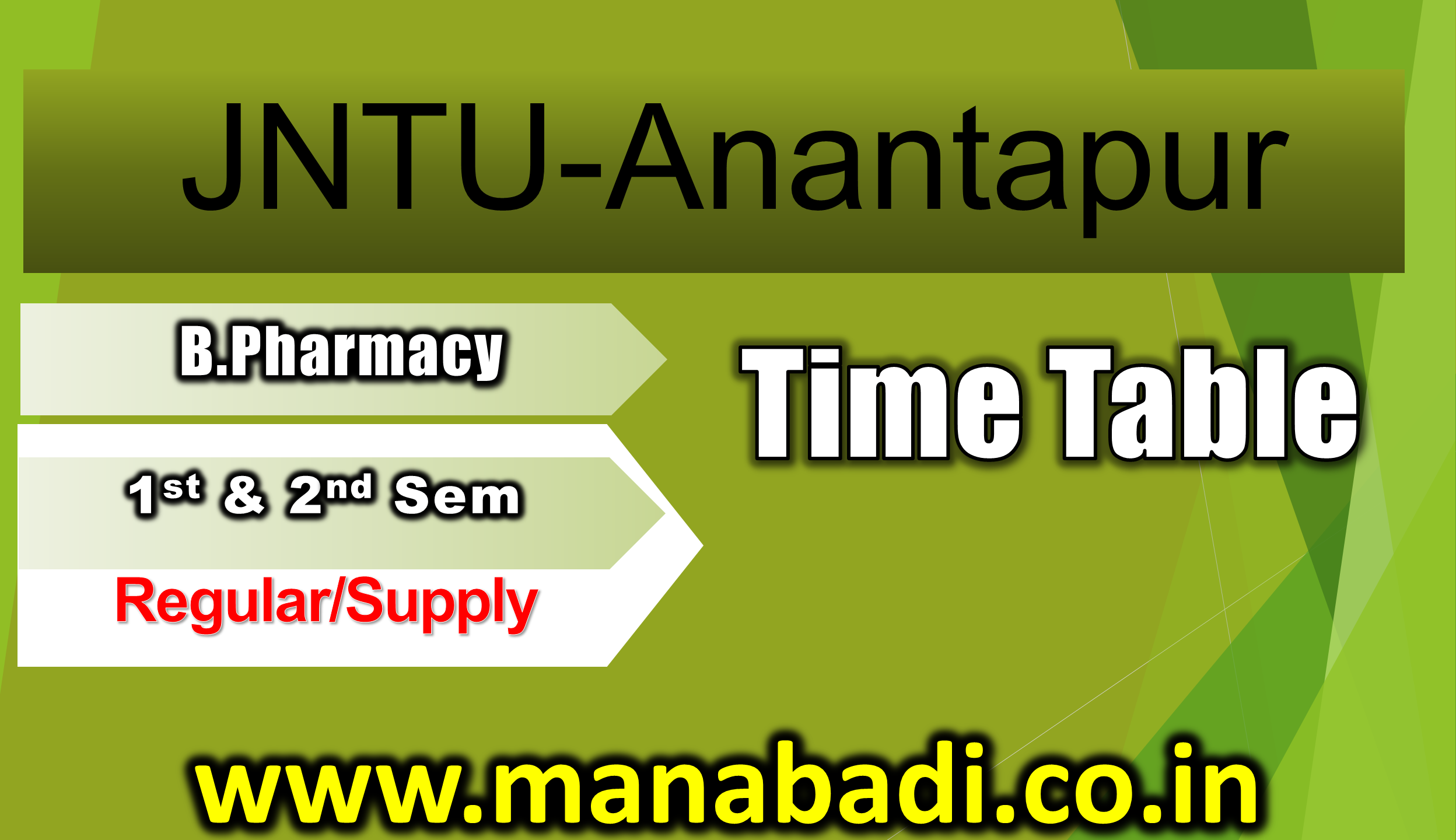 JNTU-Anantapur B.Pharmacy 2nd Year 1st & 2nd Sem (R19,R15) Regular-Supply Feb-Mar 2024 Exam Time Table