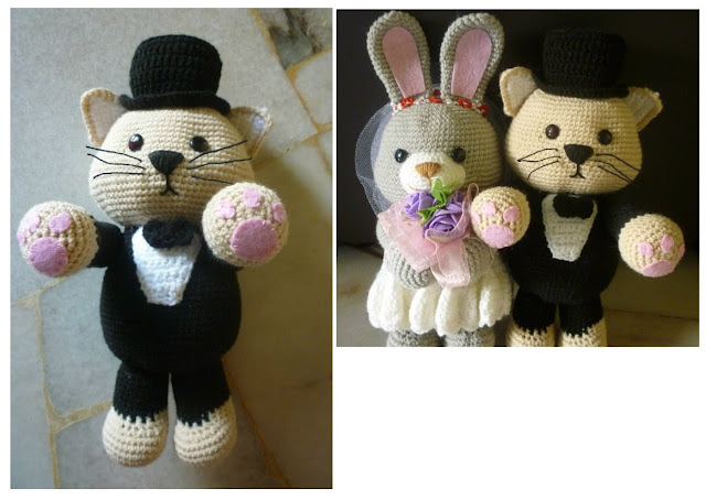 crochet wedding dolls amigurumi bunny amigurumi cat wedding gift cute couple pattern idea free design