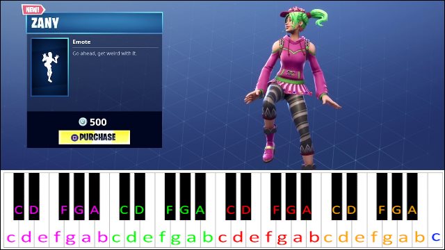 Zany (Fortnite) Piano / Keyboard Easy Letter Notes for Beginners