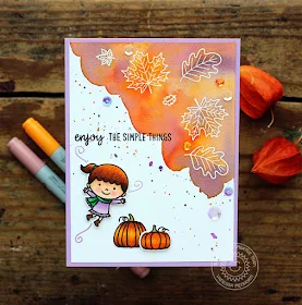 Sunny Studio Stamps: Fall Kiddos Beautiful Autumn Watercolor Background Fall Themed Card by Vanessa Menhorn