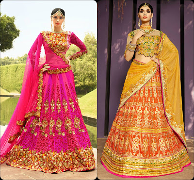 Contrast Colour Lehenga Choli, Lehenga Choli, Lehengas from Choli