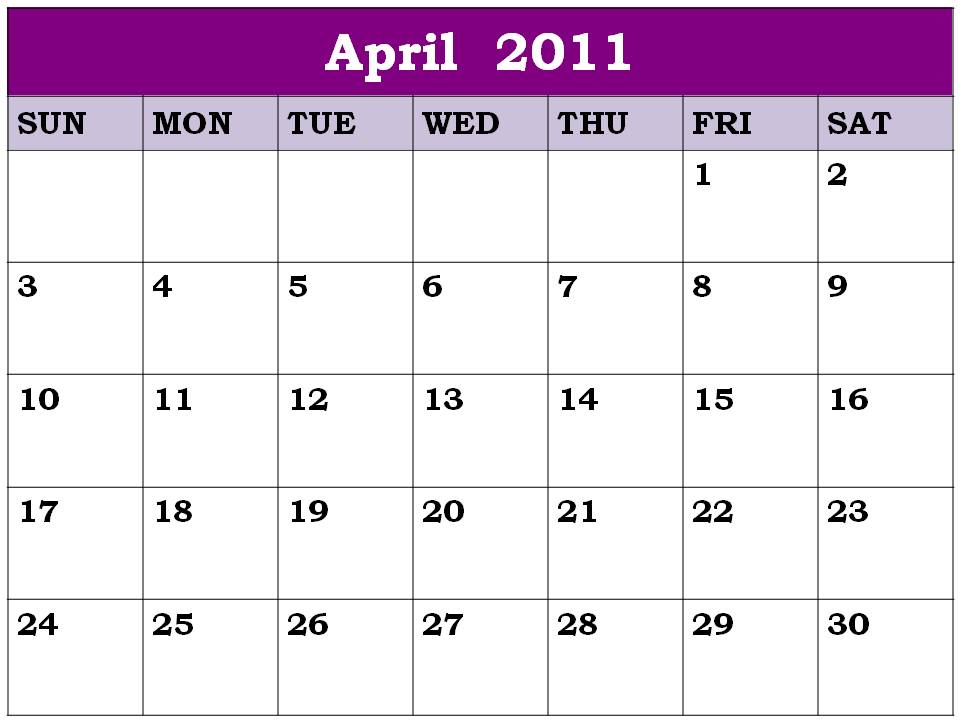 free april 2011 calendar template. free april 2011 calendar