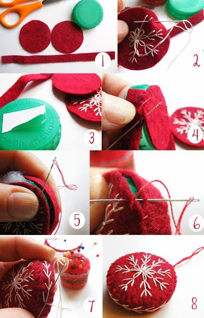 Felt christmas decoration with hand embroidery