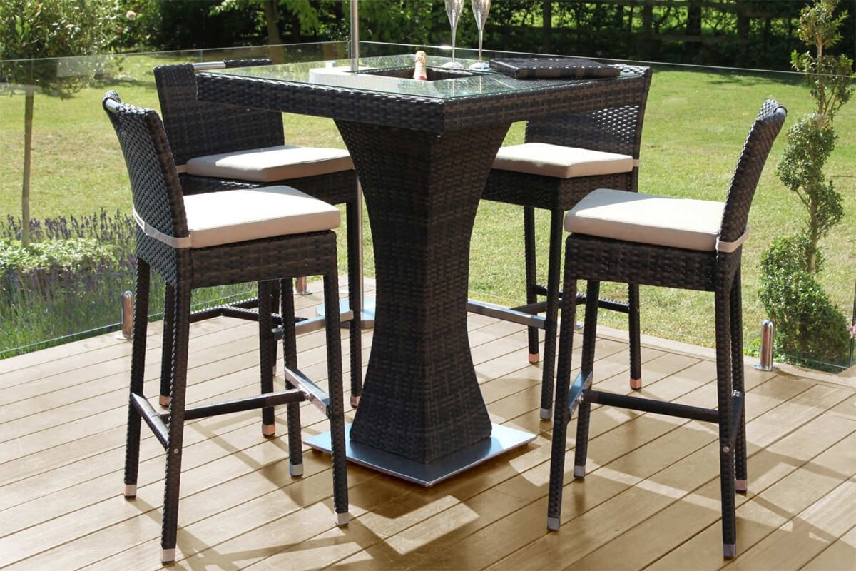 Maze Rattan 4 Seat Square Bar Set with Ice Bucket