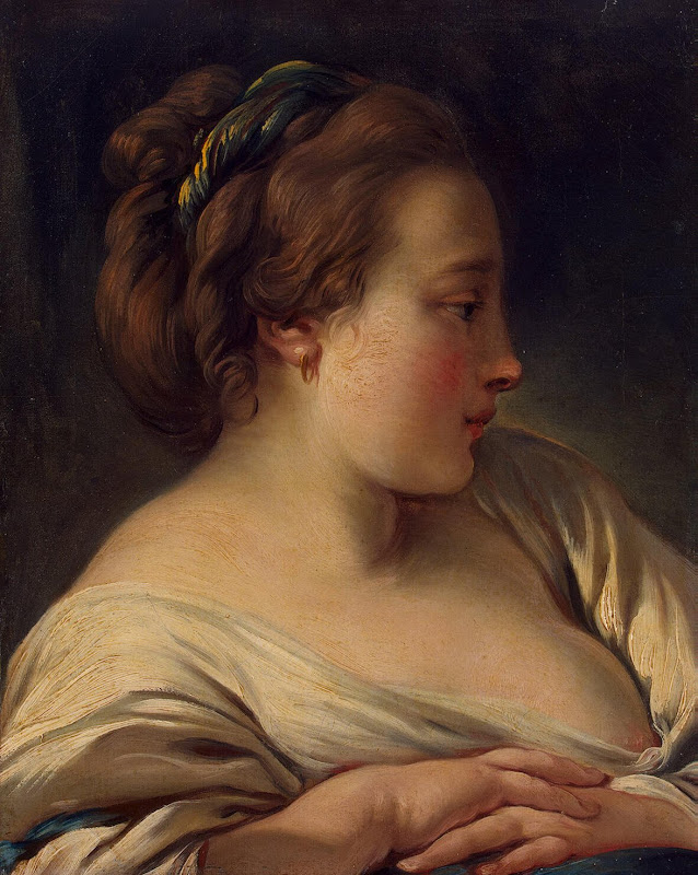 Head of a Young Girl by Francois Boucher - Portrait Paintings from Hermitage Museum