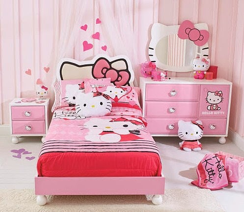 desain tempat tidur hello kitty anak