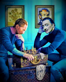 Vincent Van Gogh y Salvador Dalí jugando al ajedrez