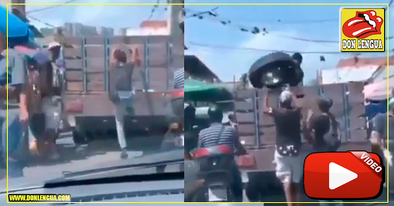 Delincuentes se roban un caucho de un camión en movimiento en Catia