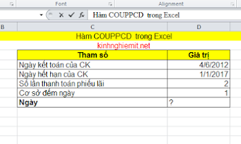 Cách sử dụng hàm COUPPCD trong excel