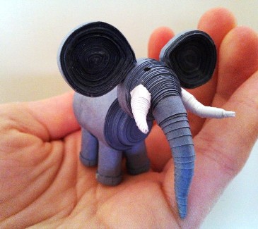 3d paper quilling elephbant figures