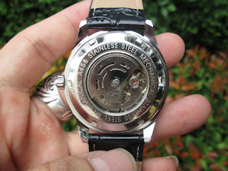 Jam Tangan Automatic Mechanical Winner JX005 Classic Date Self Winding Skeleton Black Leather Strap