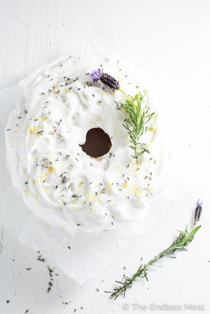 LAVENDER LEMON ANGEL FOOD CAKE