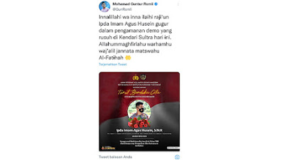 Amankan Demo, Ipda Imam Agus Meninggal Bukan Akibat Bentrok dengan Mahasiswa,Tapi Karena Sakit