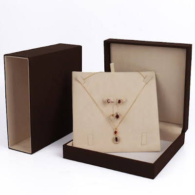 New Design Brown Paper Velvet Jewellery Boxes And Packaging Vintage Jewelry Box Set Free Shipping  