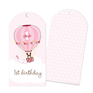  1st Birthday Girl Hot Air Balloon Party Bag Tag