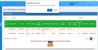 Finalization of Beneficiary of Banglar Shiksha Portal