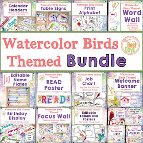 Watercolor Themed Classroom Bundle