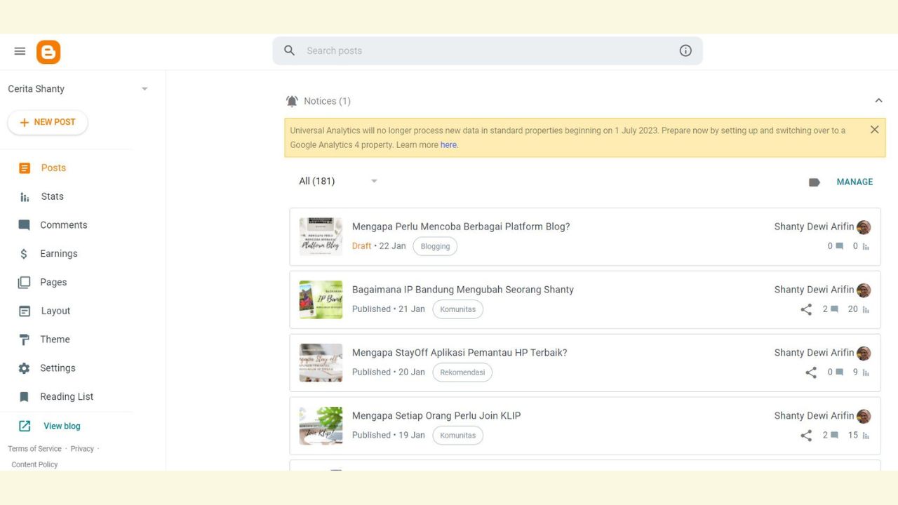 dashboard blogspot