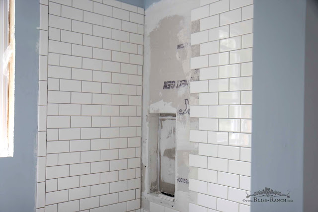 Building progress, subway tile, Bliss-Ranch.com