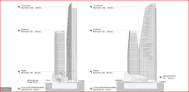 Drawings and plans of Wilshire Grand Towers by AC Martin Partners, Los Angeles, USA 