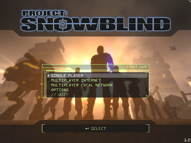 Project: Snowblind title screen menu